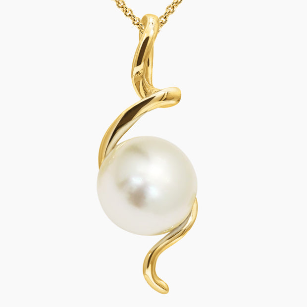 Anemone White South Sea Pearl Spiral Pendant