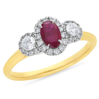 Natural Ruby and Diamond Ring