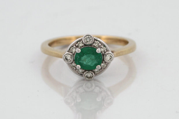 Emerald & Diamond Halo Ring